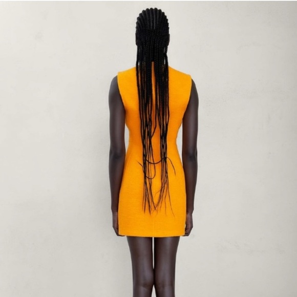 NWT ZARA Elegant Textured Orange Sleeveless Dress Size Medium - Picture 2 of 10